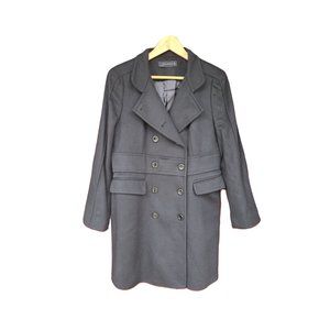 Zara woman long black double breasted pea coat c